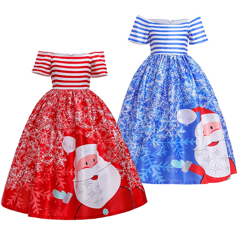 Christmas Party Princess Dresses For Girls Cute Cartoon Santa Claus ...