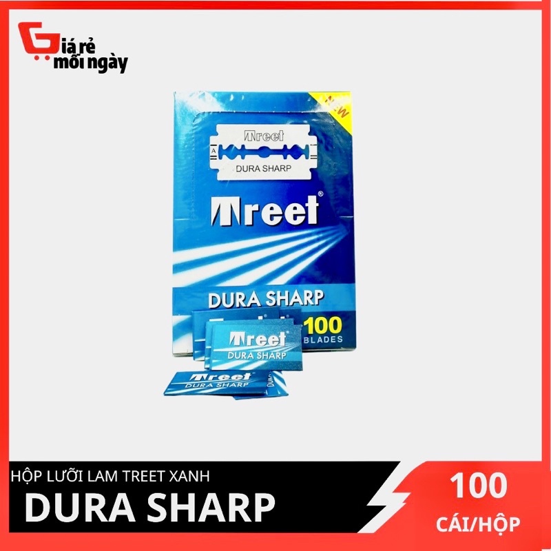 (Box of 100 blades) Treet DURA Blue Or CLASSIC Yellow razor blade ...