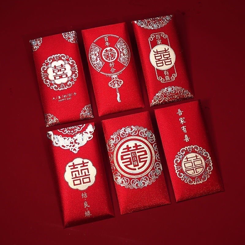 Angpao Chinese Shuang Xi Wedding Teapai Velvet Contents 6pcs Long ...