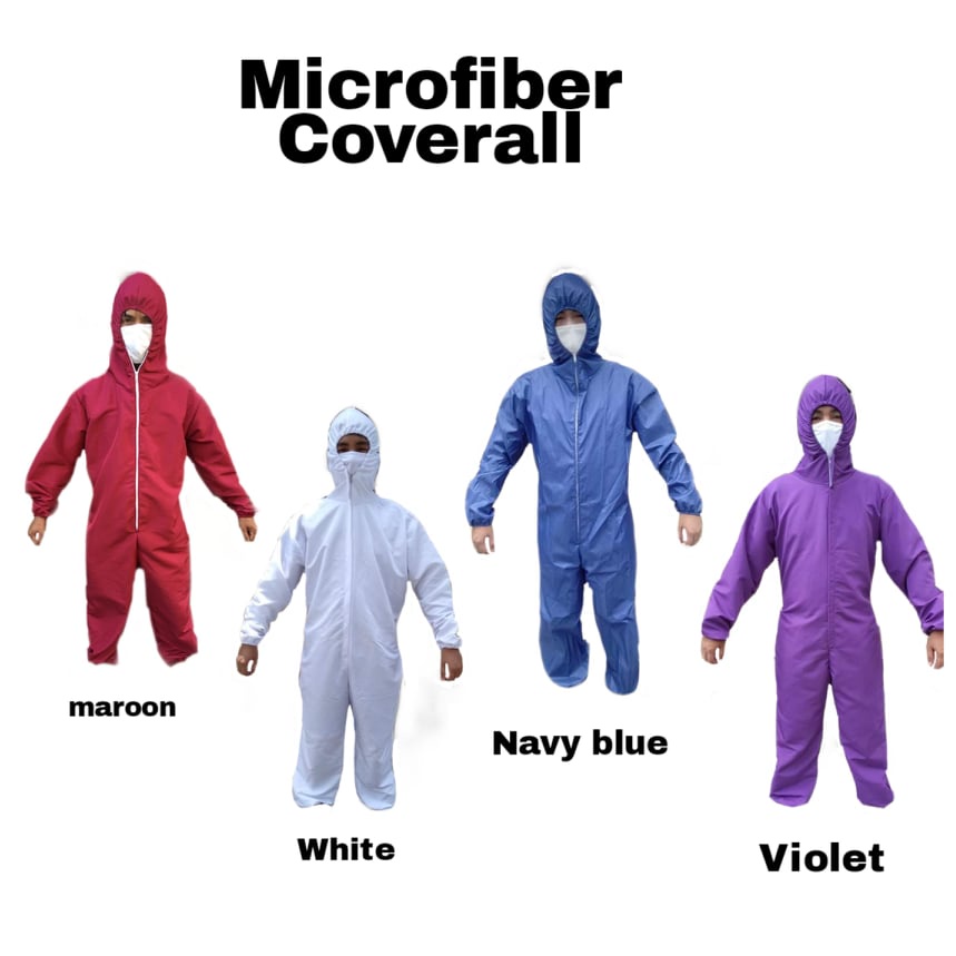 PPE coverall microfiber maroon, white, violet and navy blueWASHABLE