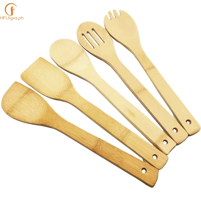 Bamboo wood kitchen utensils / professional kitchen utensil set scoops