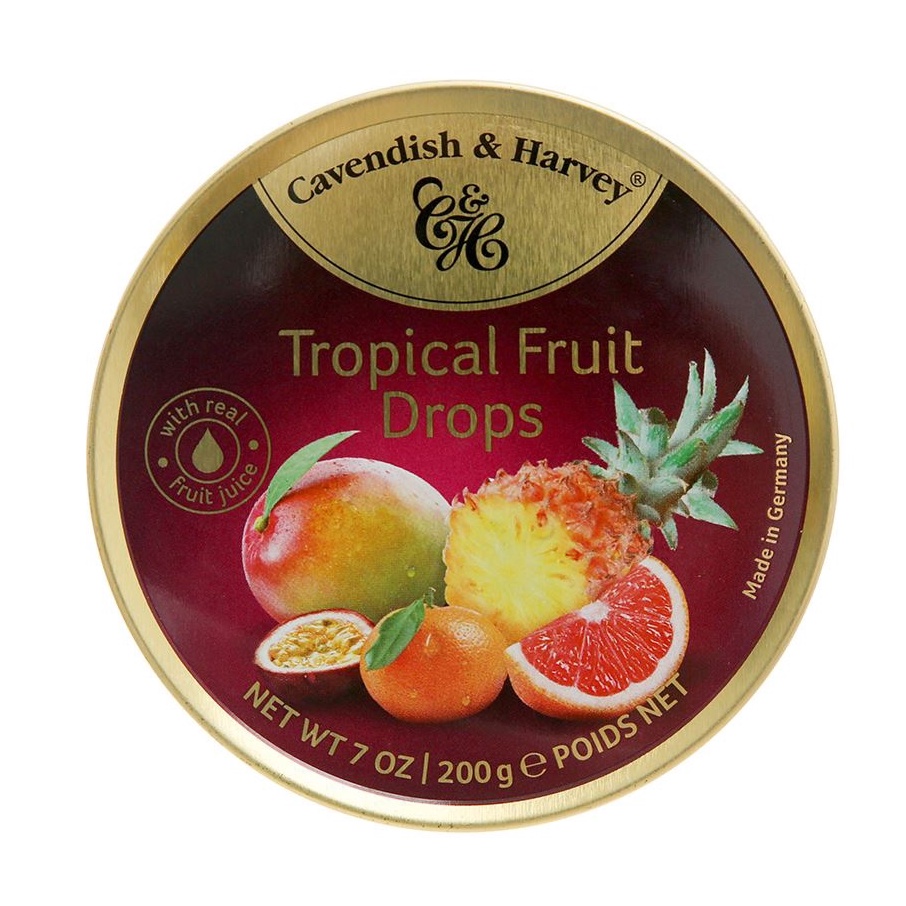 German Cavendish Harvey Tropical Fruit Flavor Tin Candies (Box Of 200g
