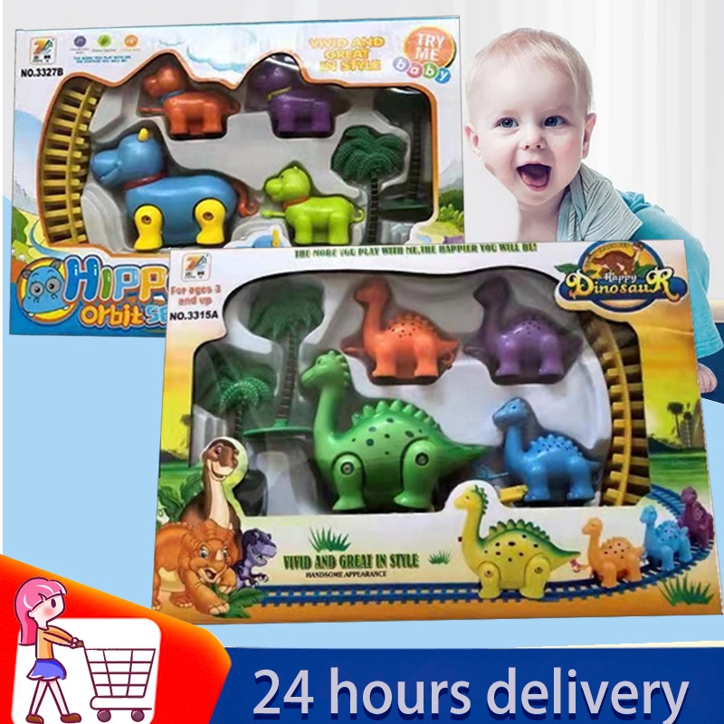 dinosaur toy train track toy car assemble dinosaur model toy gift