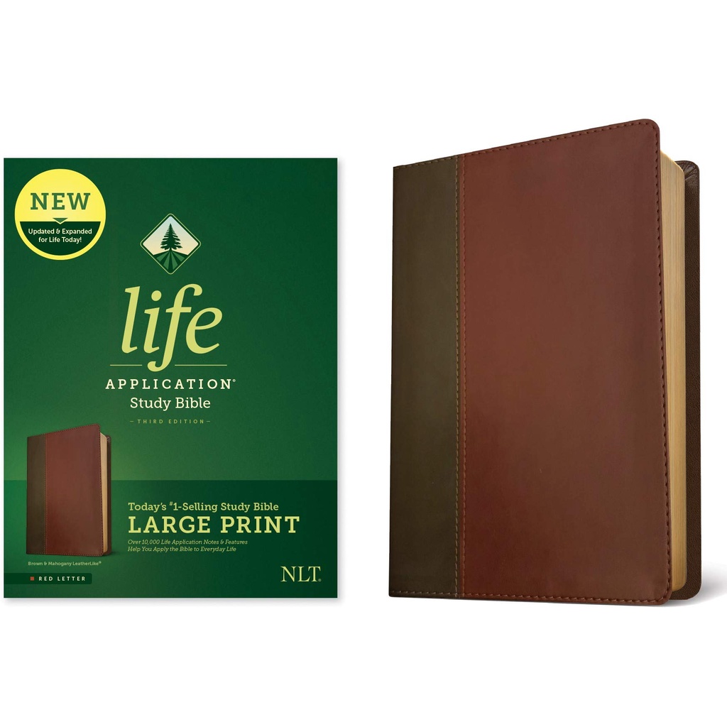 NLT Bible Life Application Study Bible Large Print LeatherLike Red ...