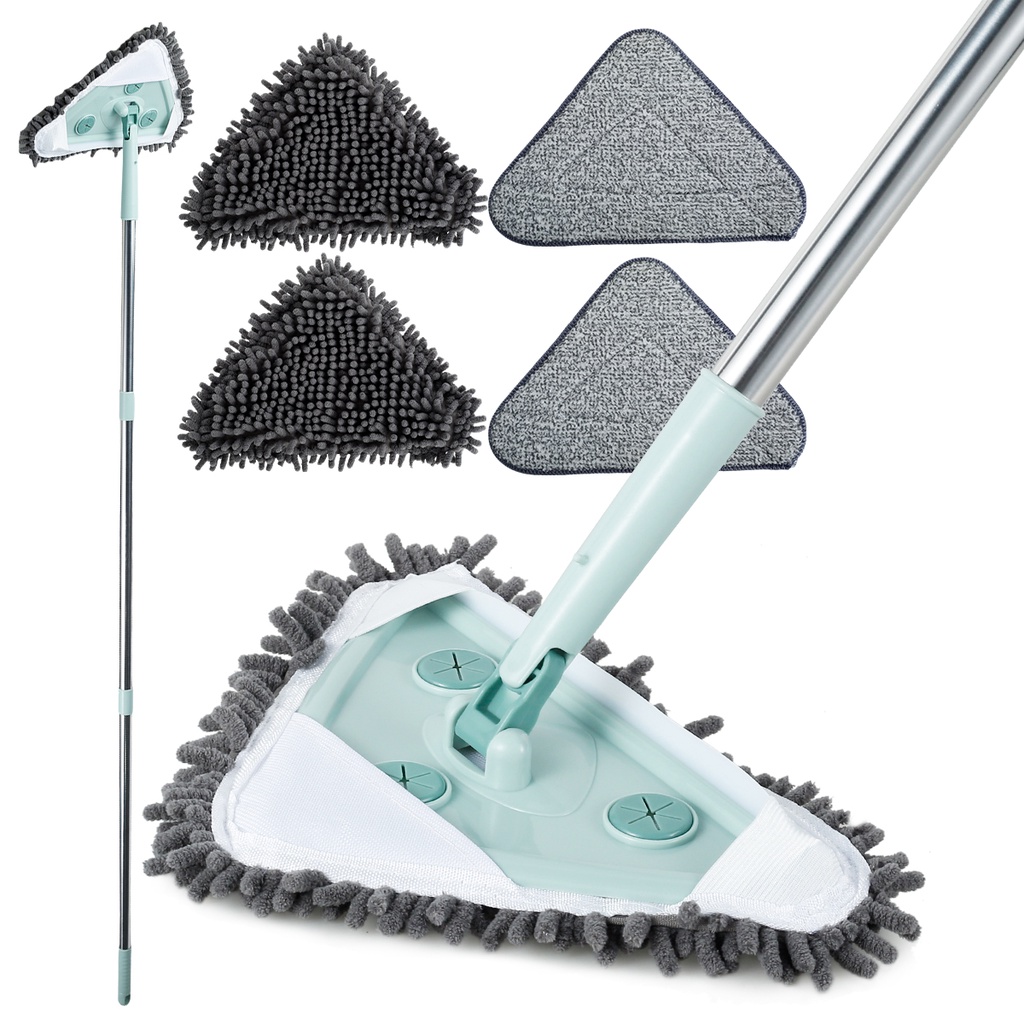 New Triangle Cleaning Mop With Long Handle 360 Rotatable Microfiber Wall Cleaning Mop With 4 6865