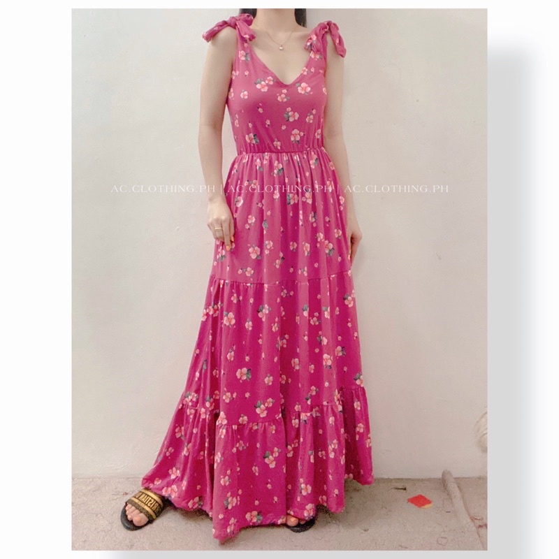 LUCY TIE KNOT STRAP MAXI DRESS Shopee Philippines