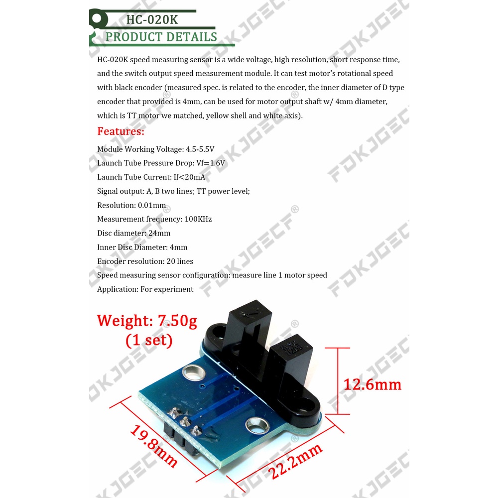 HC-020K Double Speed Measuring Sensor Module with Photoelectric ...