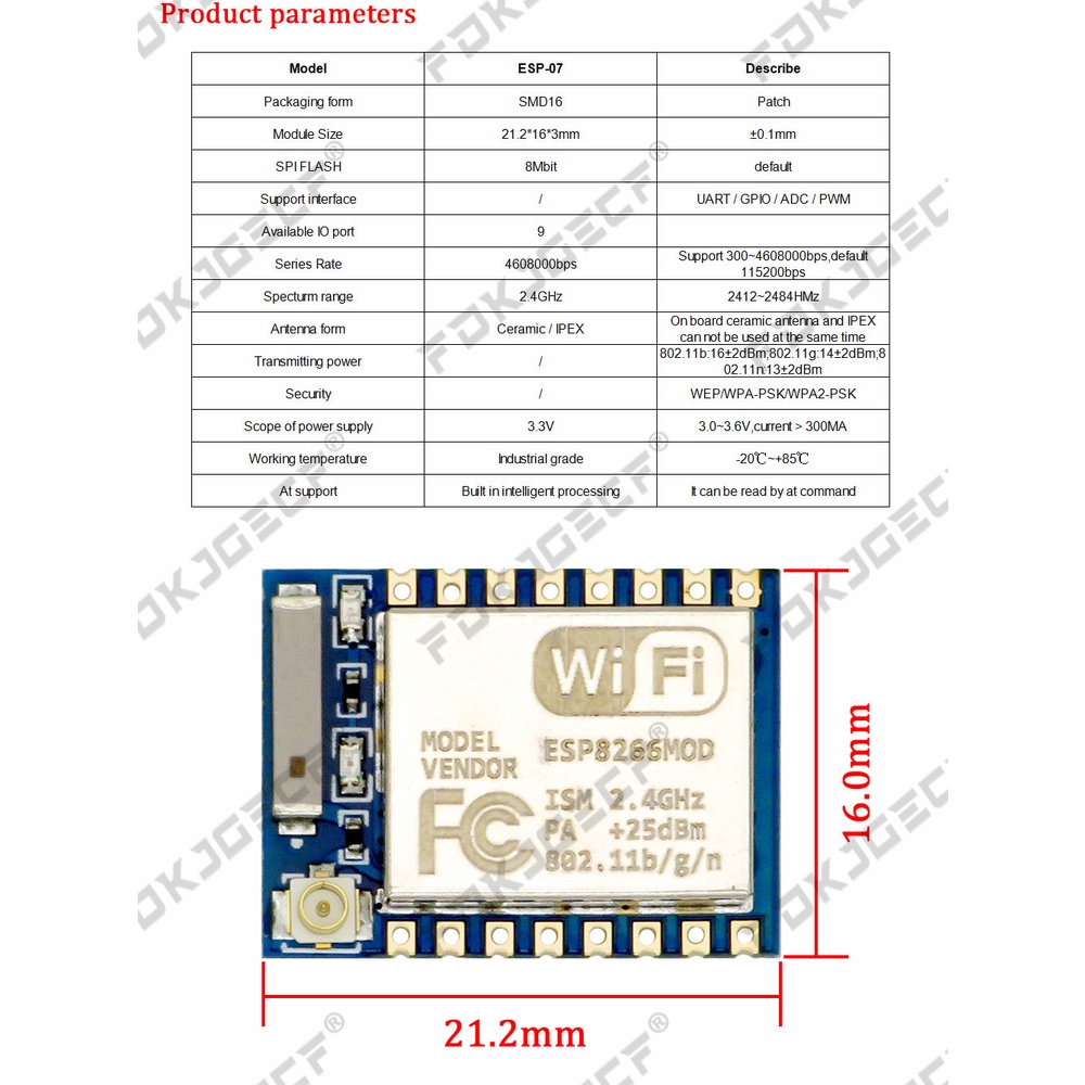 ESP-07 ESP8266 WiFi REMOTE Serial Transceiver wireless Wifi Module ESP ...