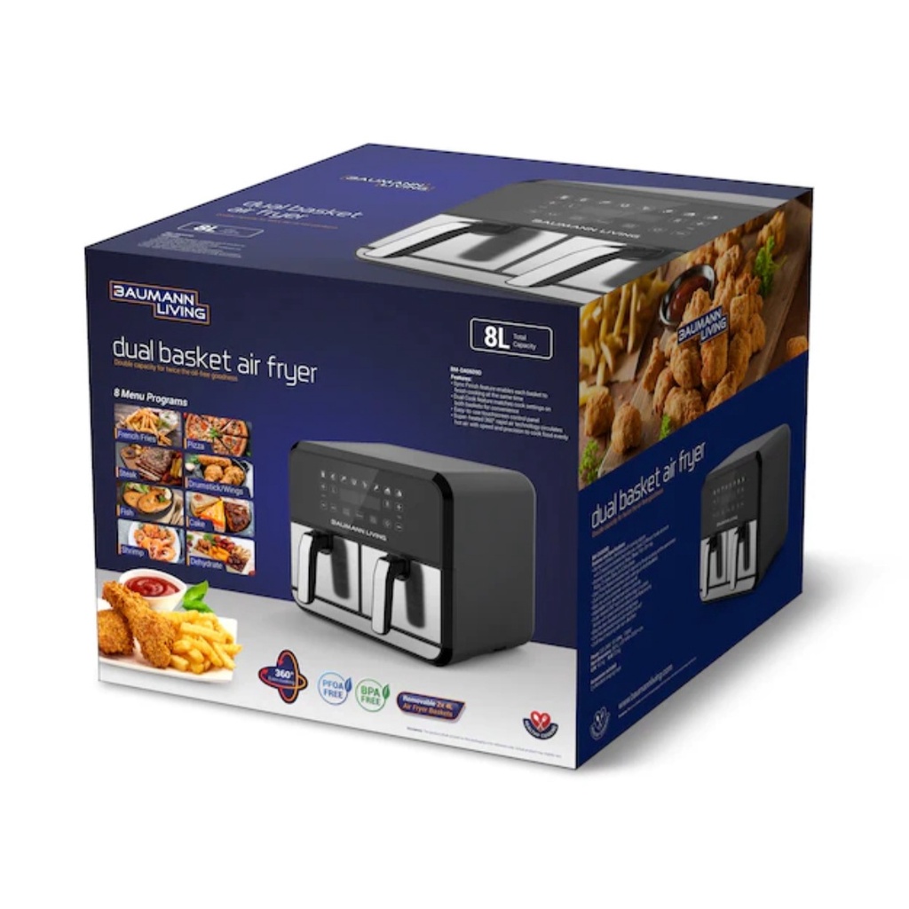 Baumann 8L Dual Basket Air Fryer Shopee Philippines