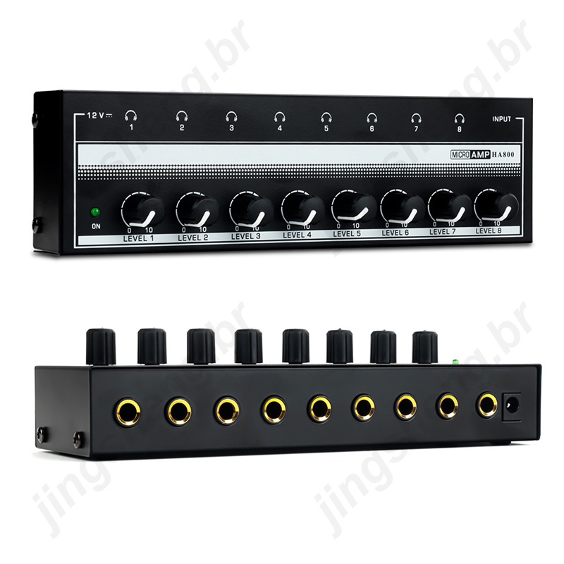 8 Channels Headphone Amplifier Mini Stereo Audio Mixer with EU/US Power ...