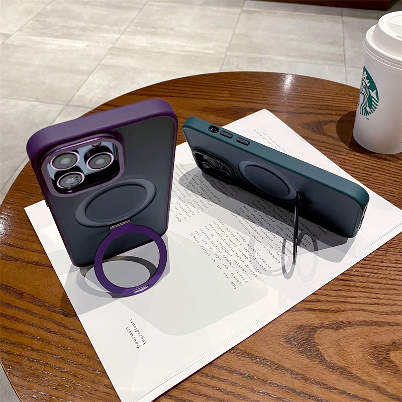 Builtin stand Matte Case Support Wireless Charging Compatible with