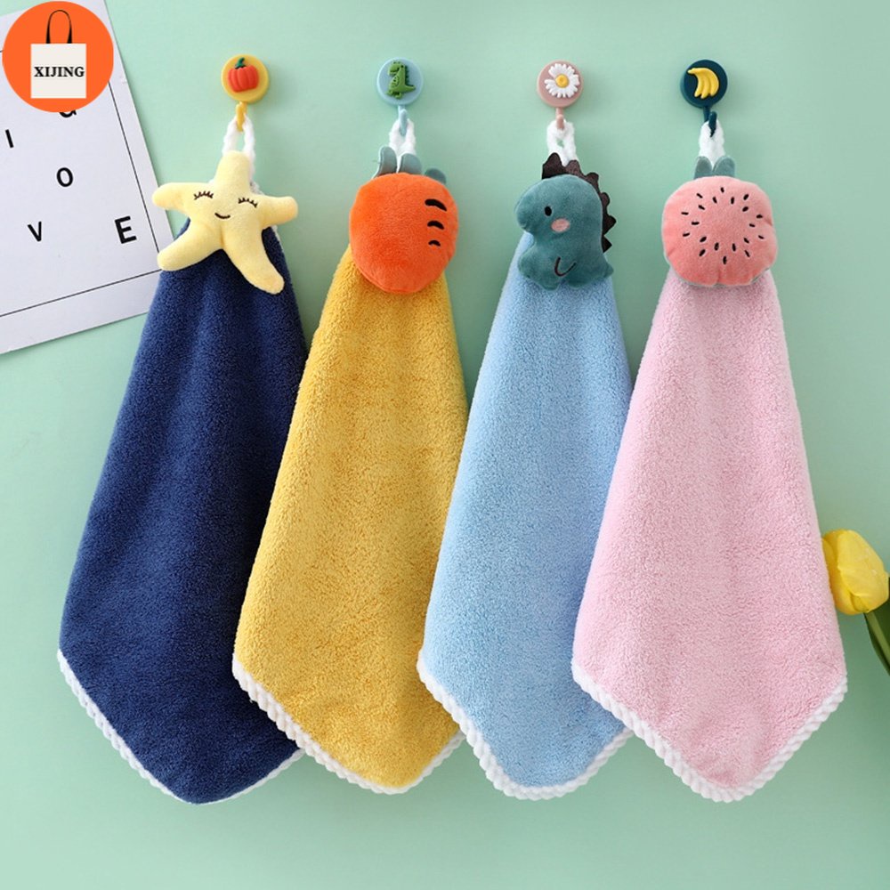 Kitchen Microfiber Cartoon Hanging Absorbent Hand Towels Cute Children ...