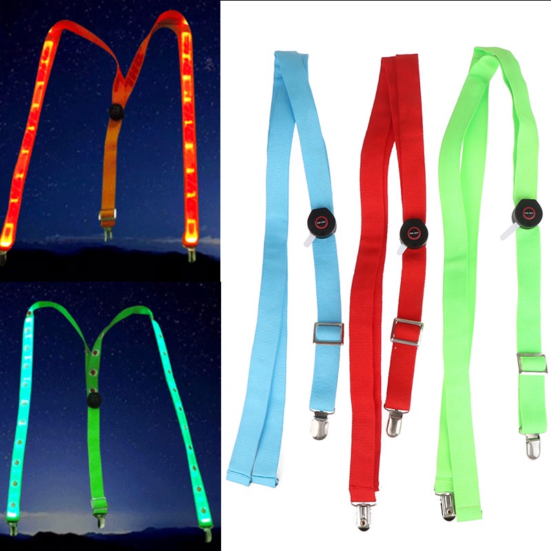 Men's LED Light Up Suspenders Unisex 3 Clips-on Braces Vintage Elastic ...