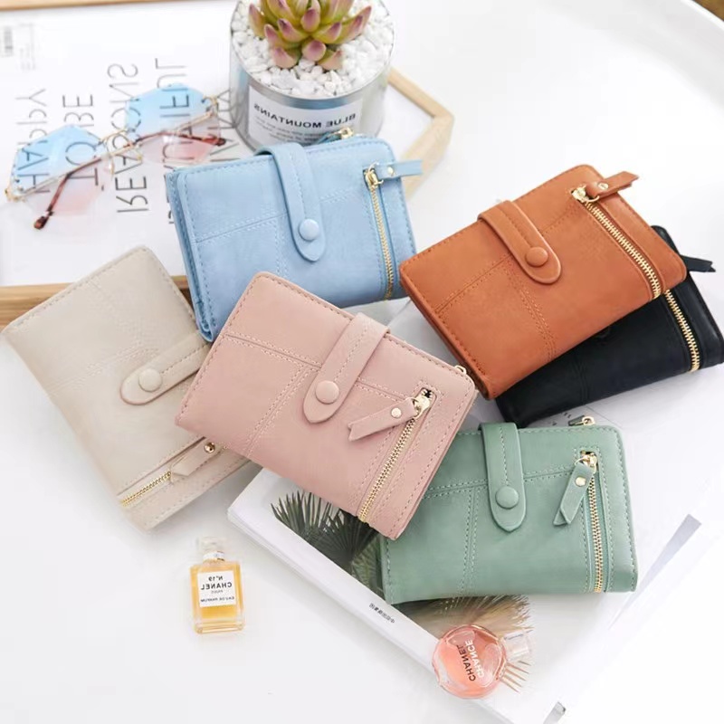 Women's Short Wallet Multi-Function Buckle Multi-Card Purse Ladies ...