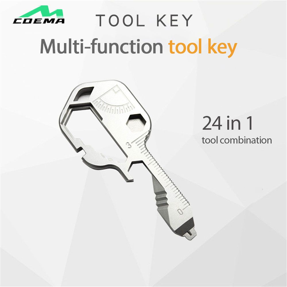 24 In 1 Stainless Steel Multi-tool Key Shaped Pocket Tool For Keychain ...