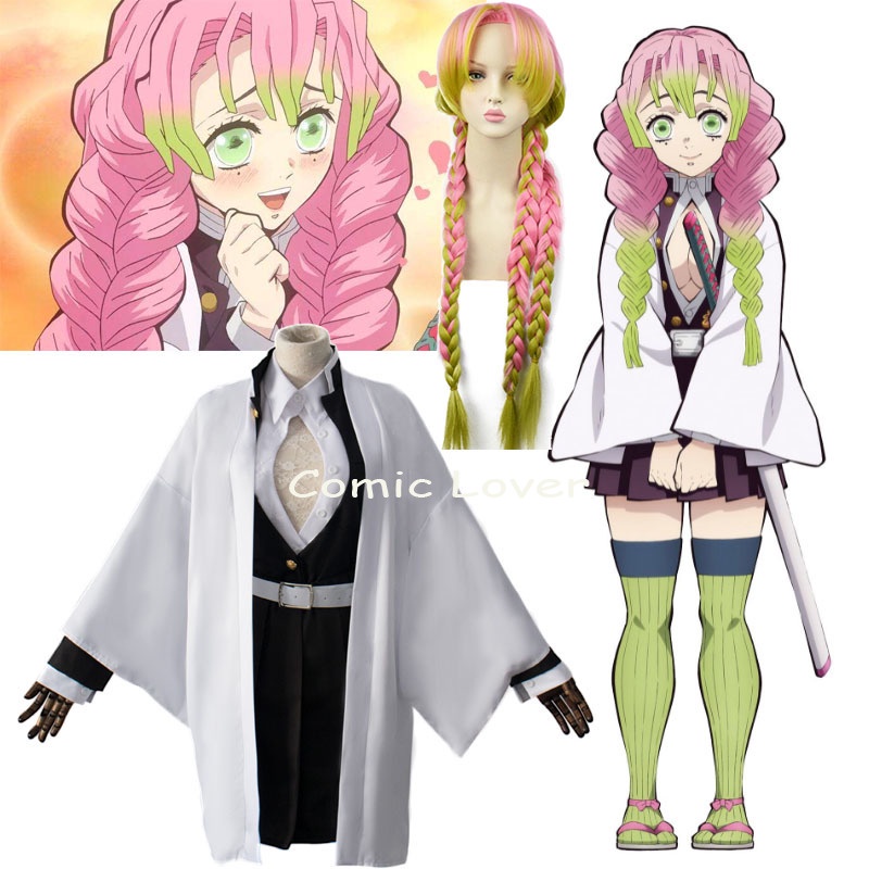 Demon Slayer Anime Costumes Kanroji Mitsuri Kawai Women's Cosplay ...