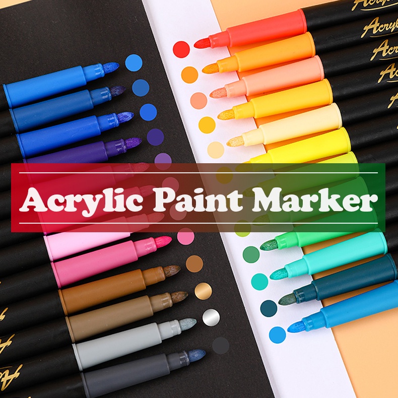 12/24/36color Acrylic Paint Marker Pens set for DIY Craft Projects  Waterproof Paint