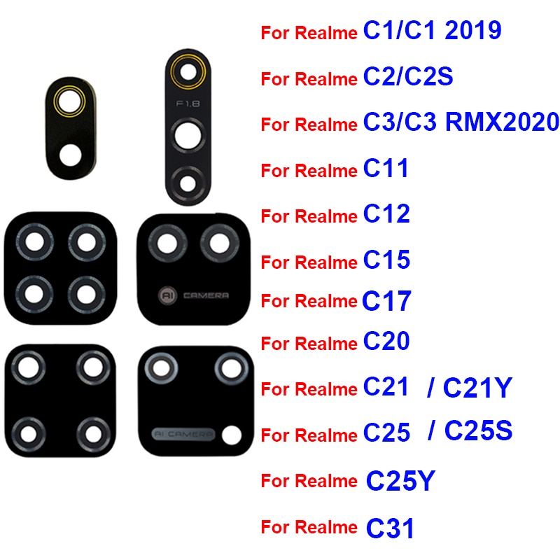 Vitre Arrière De Caméra Pour OPPO REALME C21Y - Lentille Bleue, Neuf, Pièce De Remplacement Générique