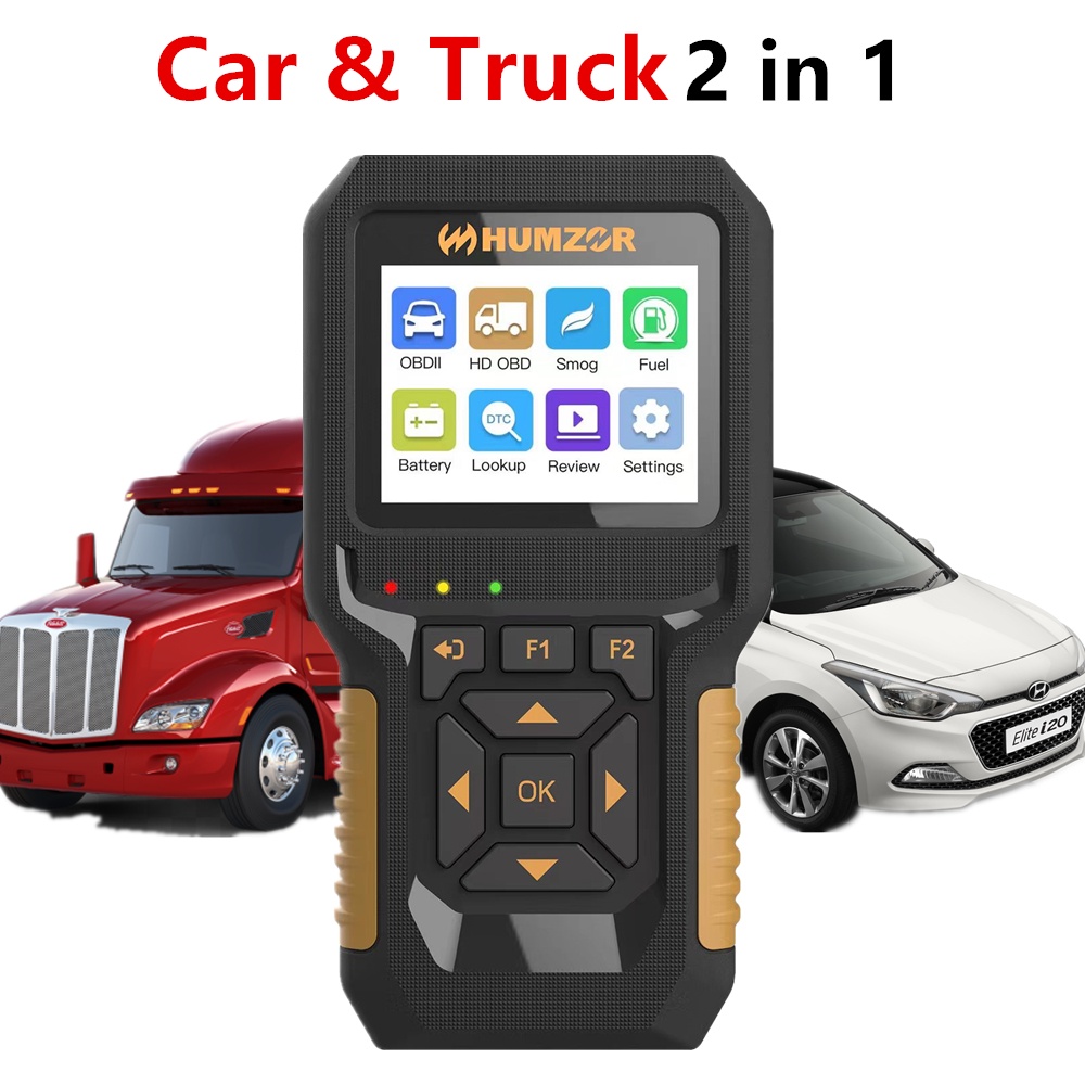 Universal 12V Gasoline Cars 24V Truck OBD2 Scanner Heavy Duty ...