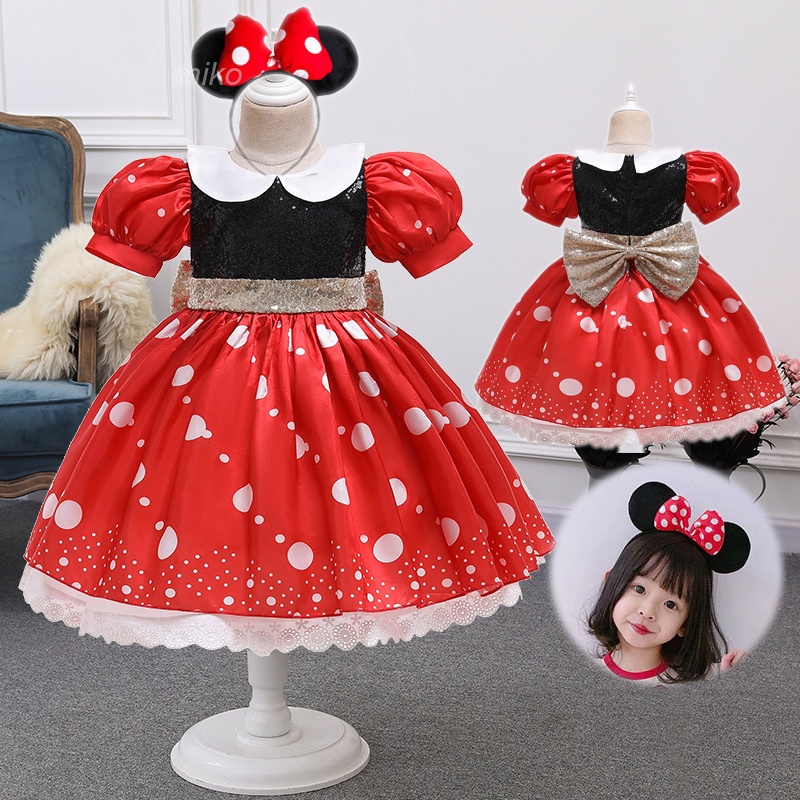 Kids Dress for Girls Polka Dotted Minnie Mouse Dress for Baby Girl ...