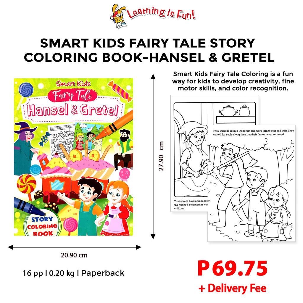 SMART KIDS FAIRY TALE STORY COLORING BOOK - HANSEL AND GRETEL | Shopee ...