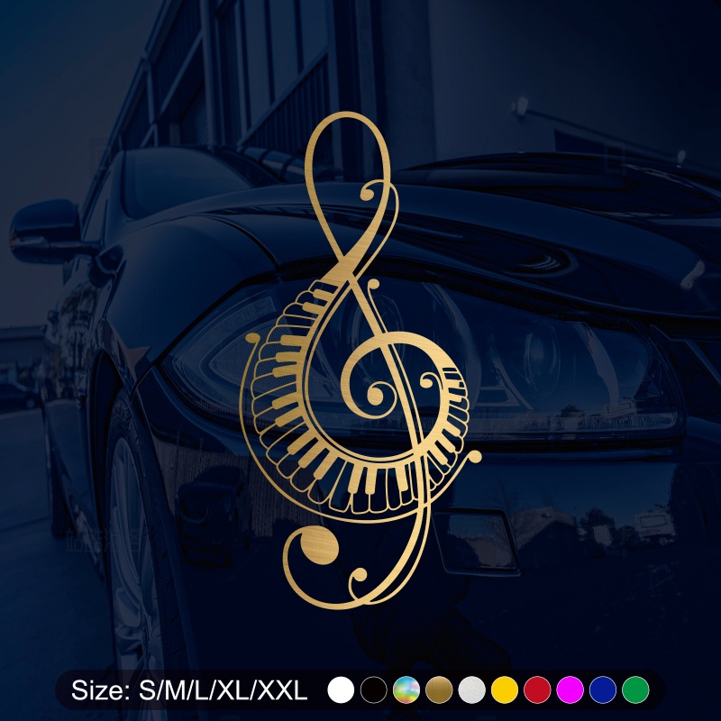 Fashion Art treble Clef Piano Keys Auto Body Stickers Music Sheet Notes ...