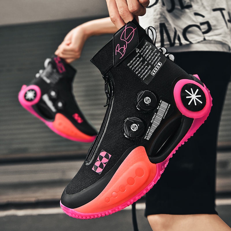 Pink high top outlet basketball shoes