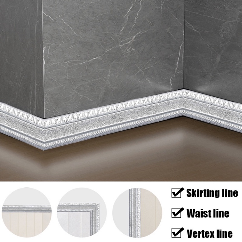 230cm 3d Pattern Sticker Wall Trim Line Skirting Border Decor Self