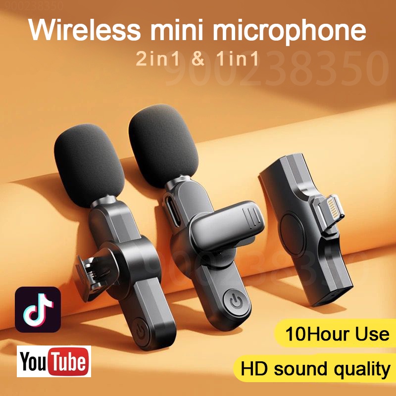 Wireless lavalier microphone portable audio video recording mini ...