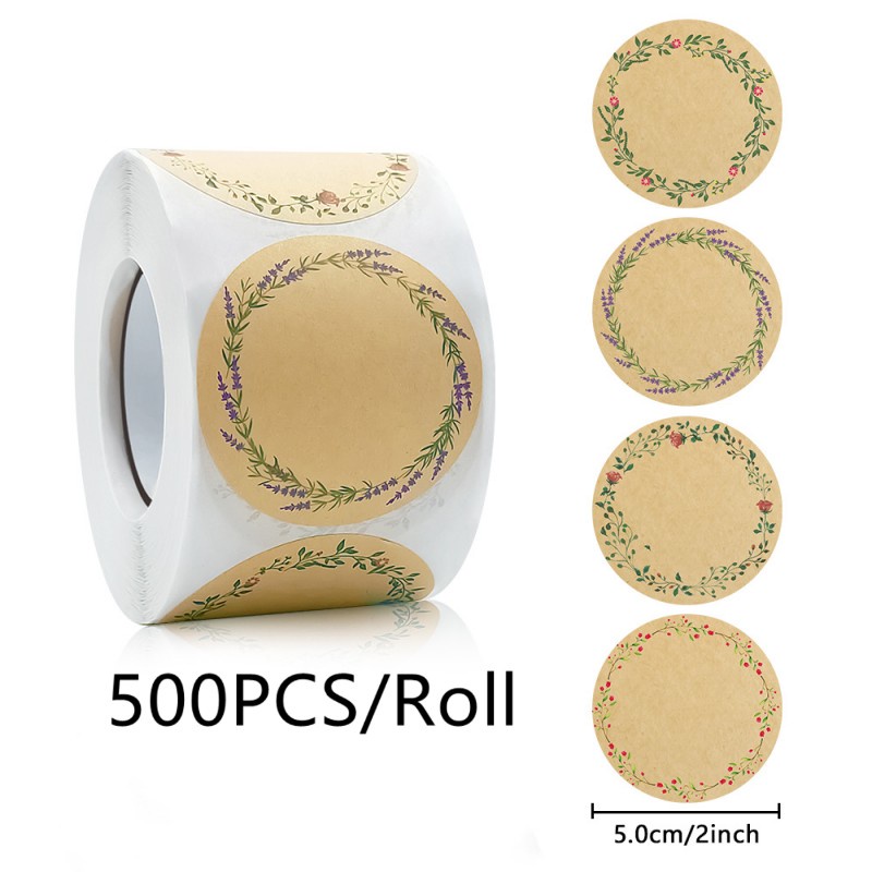 DIY 500Pc/Roll 5cm Blank Writable Kraft Paper Labels Stickers 2 Inch ...