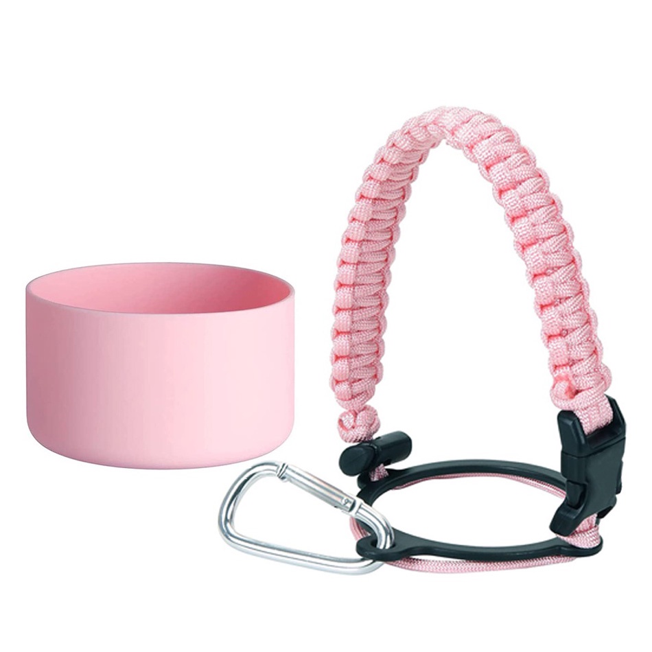 HZPOINTONE Silicone Boot & Handle Strap Set For Owala 24 Oz Bottle - Includes Charm & Keychain (Pink) - View #4