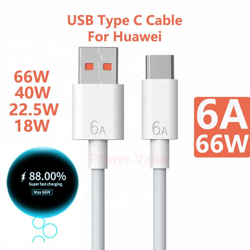 For Huawei 6A Fast Charging USB Type C Charger Cable 66W 40W Cord