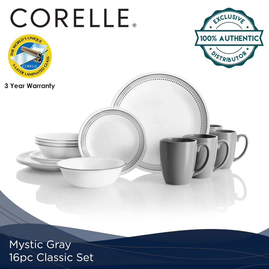 Corelle 16pc Classic Set Mystic Gray | Shopee Philippines