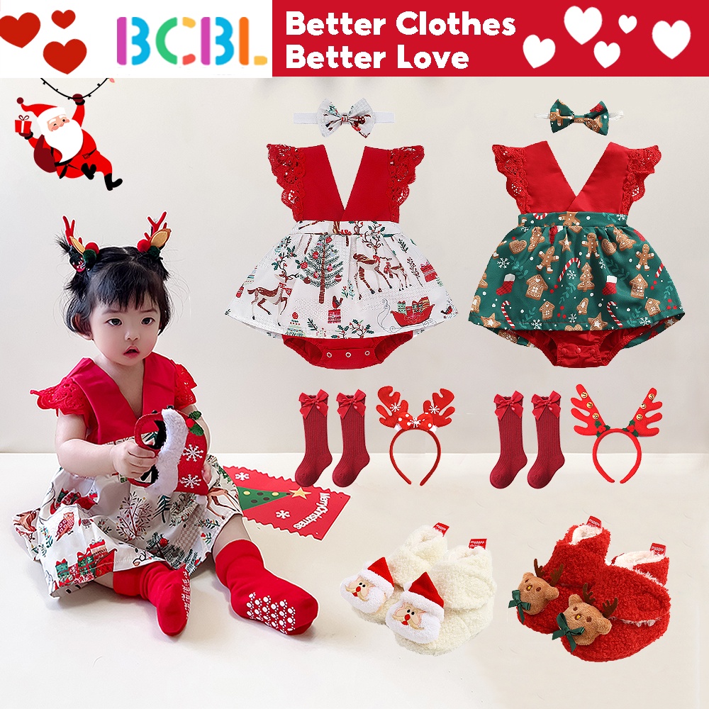 BCBL Baby Girl Christmas Romper Dress Lace Sleeveless Tutu Dress Xmas