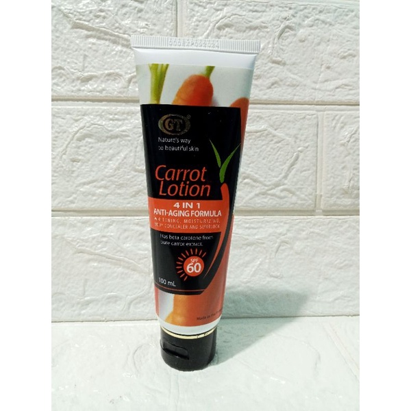 GT carrot Lotion 4 in 1 ANTI aging formula SPF 60(100ml) Shopee
