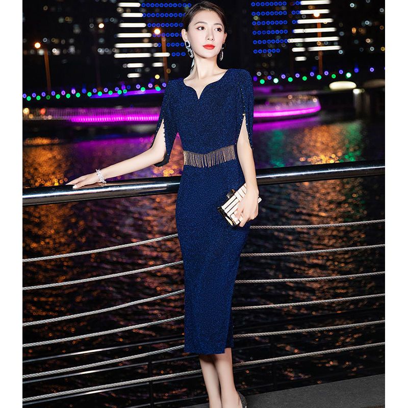 Party dress Christmas Red formal elegant 2022 fishtail fashion high-end ...