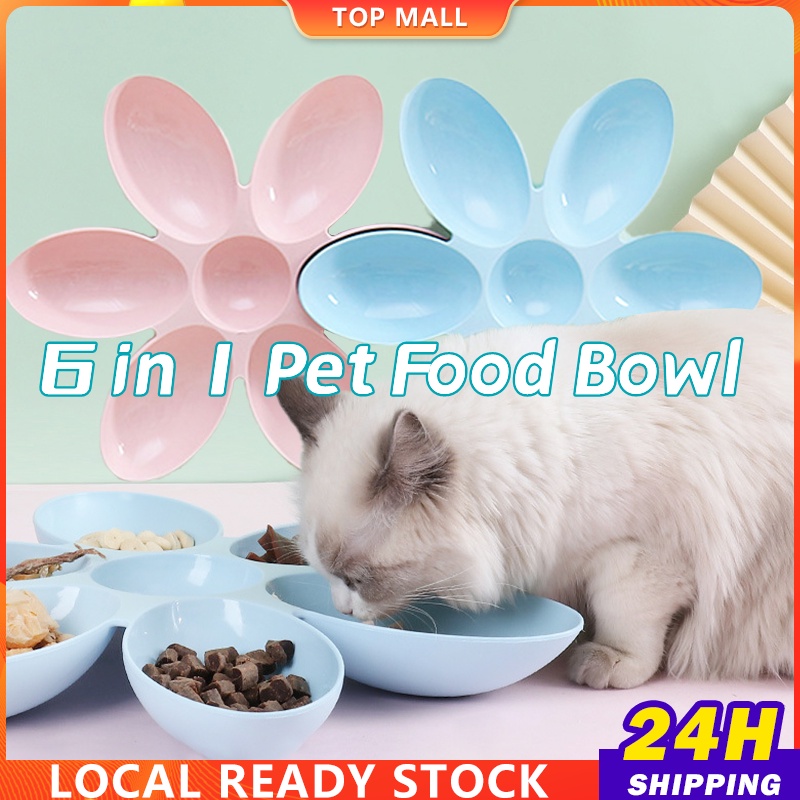 6 In 1 Cat Food Bowl For Dog Puppy Kitten Feeder Pet Bowl Flower Food
