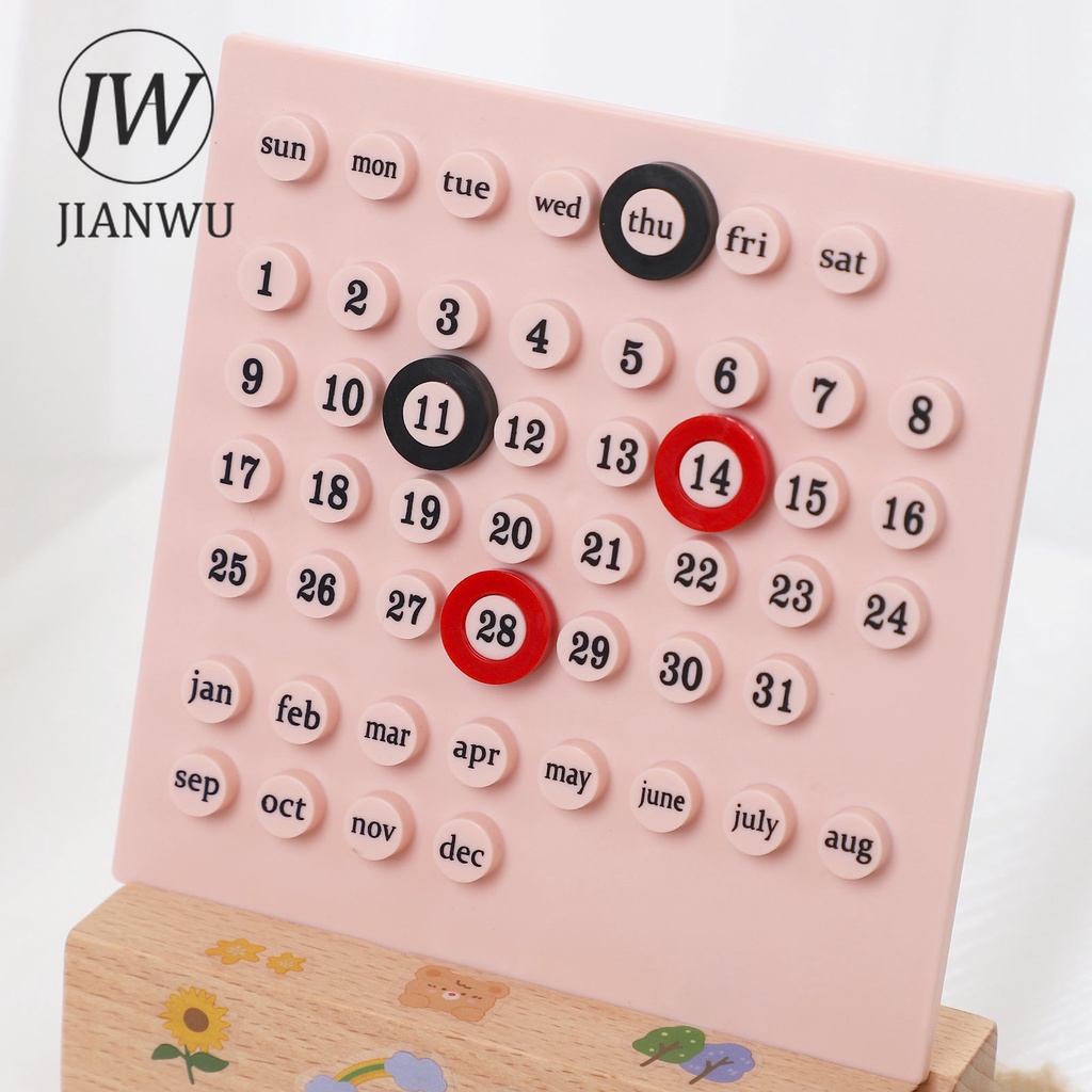 JIANWU Creative Cute Desk Calendar DIY Ferrule Perpetual Calendar