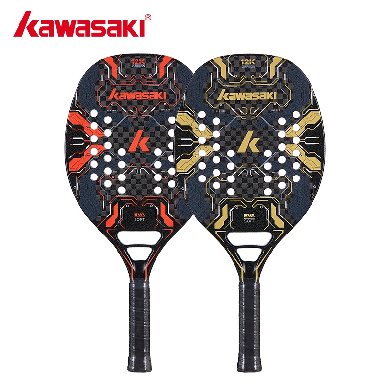 Kawasaki 12k Beach Tennis Racket M12 100% Carbon Fiber Paddle Soft Eva ...