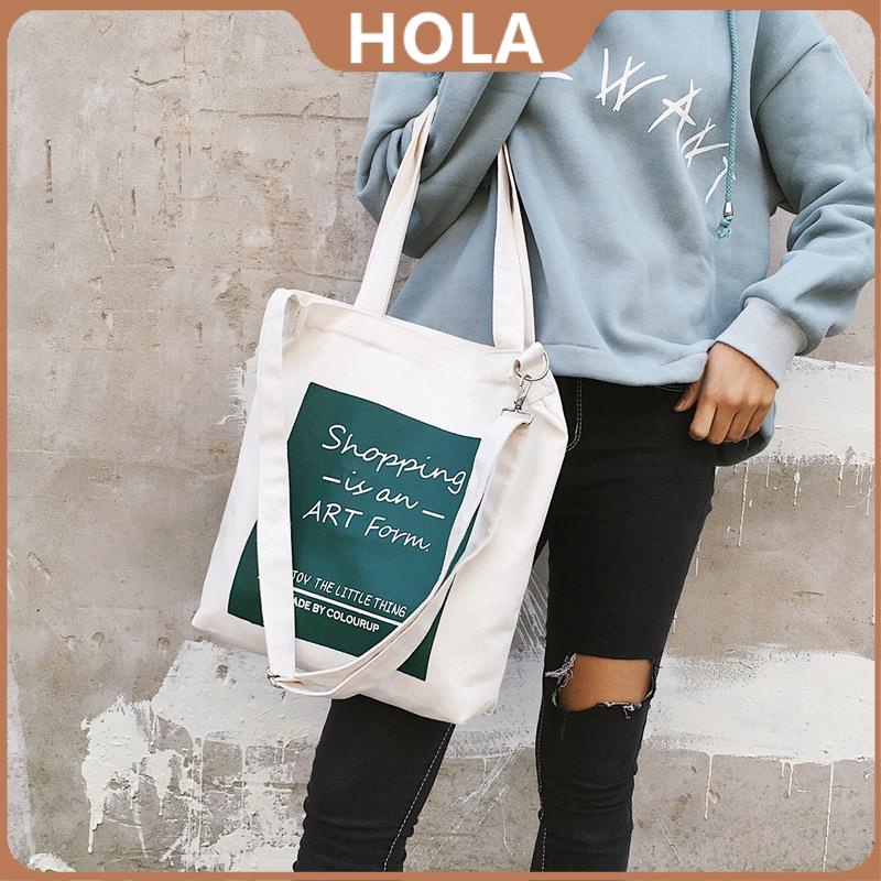 Hola Multicolor Letter Print Korean New Fashion Canvas Tote Bag ...