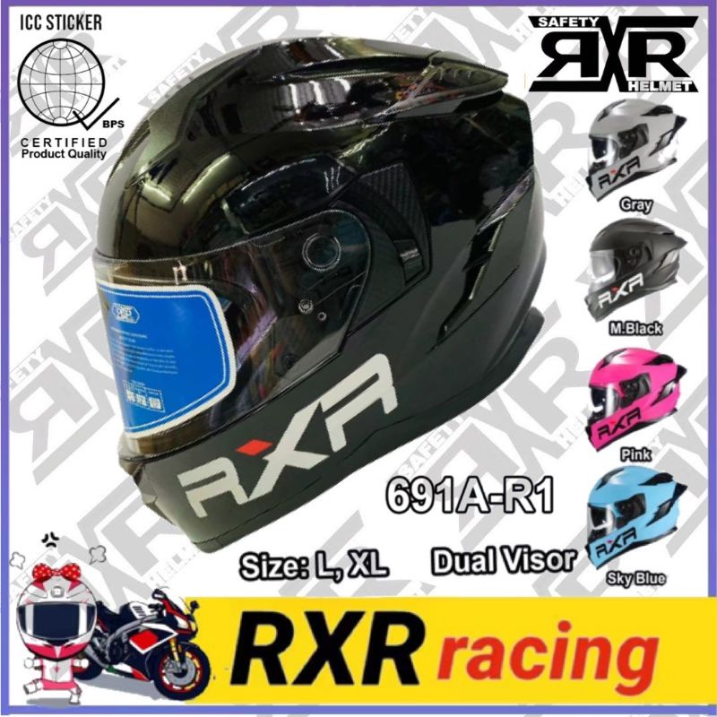 RXR 691A-R1 DUAL VISOR FULL FACE HELMET WITH ICC (BPS) SIZE 59-60CM 62-64CM  LARGE XL