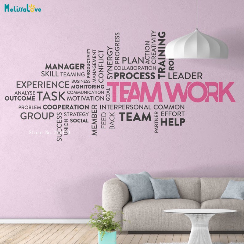 Custom Two Colors Teamwork Wall Sticker Office Motivational Quote Vinyl ...