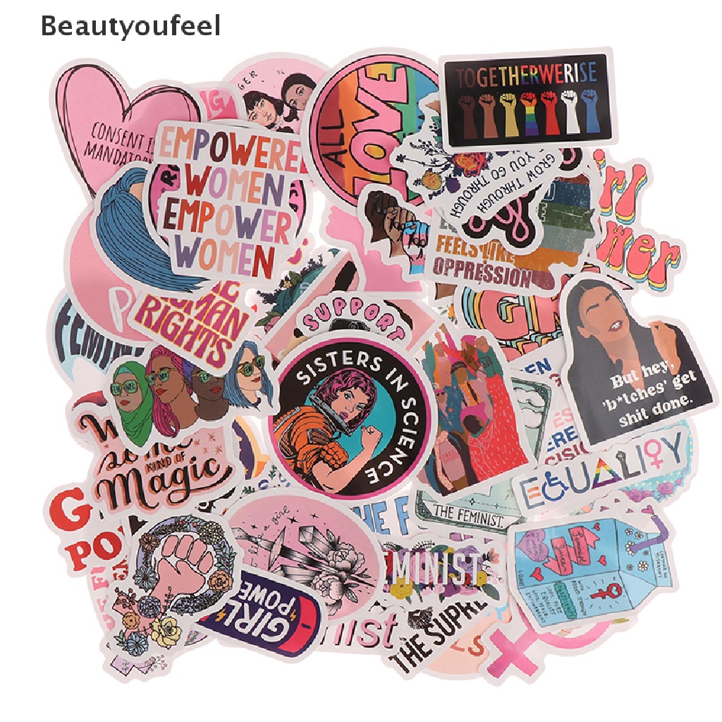 Beautyoufeel 50Pcs Feminist Cartoon Girls Stickers Laptop Phone ...
