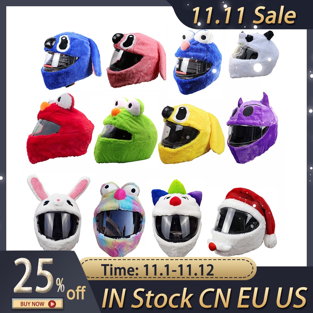 Motorcycle Helmet Covers Funny Cartoon Plush Helmet Protective Cover