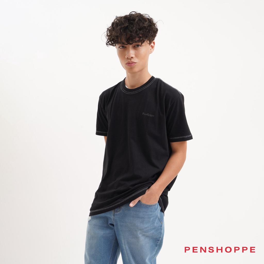 Penshoppe Relaxed Fit Tshirt With Print And Contrast Stitching For Men ...