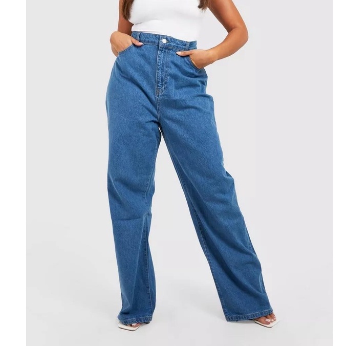 Plus Size High Waisted Wide Leg Denim Jeans