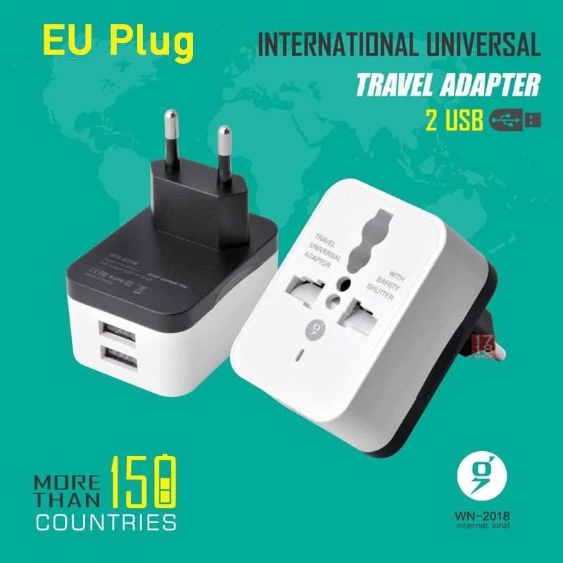Round EU Overplug To Universal Travel Round Flat Plug Adapter All Can ...
