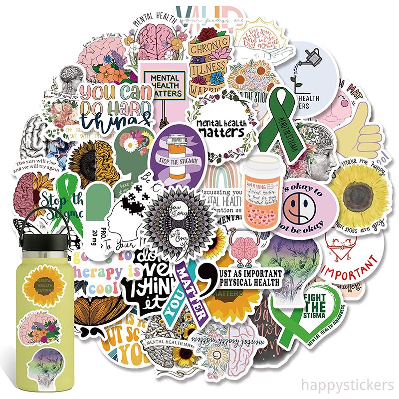 Mental Health Stickers 50pcs Mental Health Awareness Waterproof ...