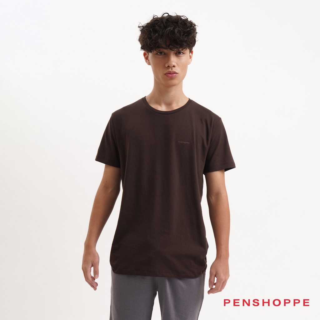 Penshoppe Semi-Fit Crew Neck Tshirt For Men (Chocolate Brown/Plum/Teal ...