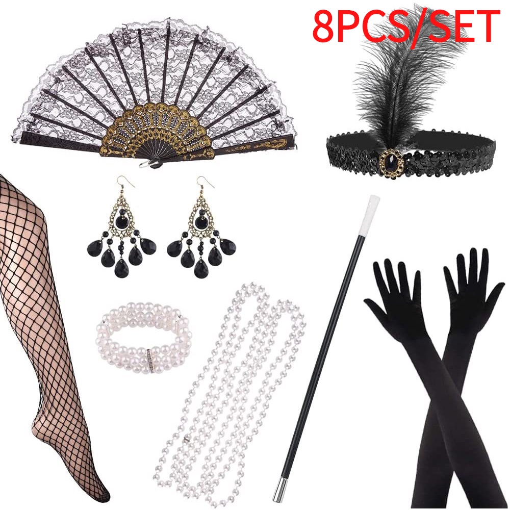 1920's Ladies Fancy Dress Accessories Flapper Charleston Girl Dress Set ...
